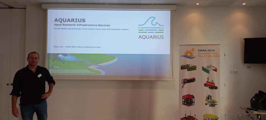 Simo Cusi, Engineer and Logistics Officer at the European Multidisciplinary Seafloor and water column Observatory (EMSO) of the European Research Infrastructure Consortium (ERIC), presented AQUARIUS in a workshop on EU-funded marine Robotics and Applications (EMRA’24), organized by the Italian National Research Council (INM-CNR). 